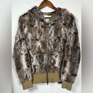 Dylan By True Grit Vintage Faux Fur‎ Full Zip Hooded Jacket Size Small